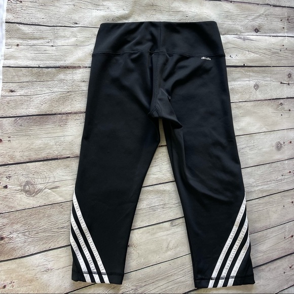Adidas Black white stripes sport capris for Women Dri fit climalite size M - Picture 2 of 12